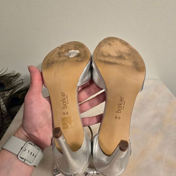 Botkier Anna Silver Leather Ankle Strap High-Heel Sandals 9.5 - Picture 7 of 13